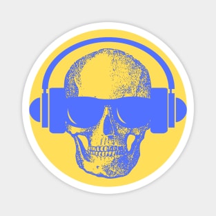 Skull And Phones, Blue Magnet